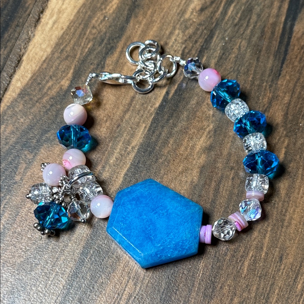 Amazonite And Crystal Beaded Bracelet 18$